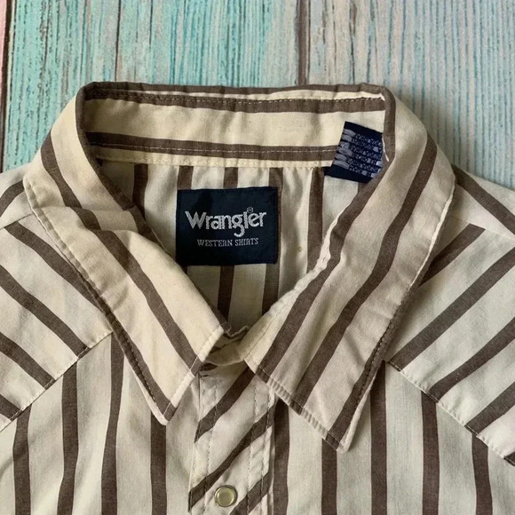 Wrangler work shirt plus size striped snap button long sleeve shirt - Picture 6 of 8